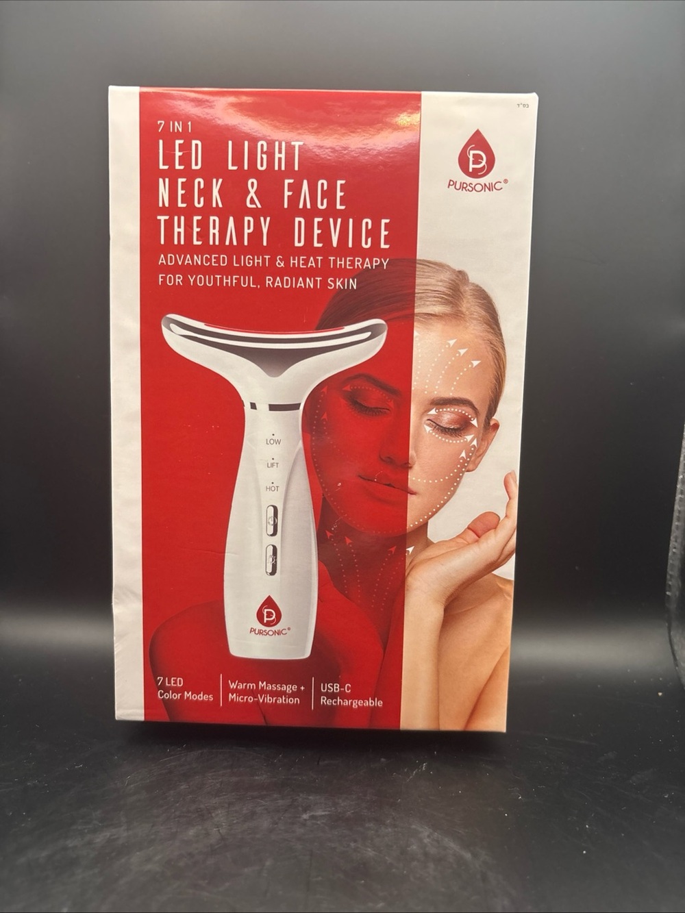 Pursonic LED Light Neck & Face Therapy Device - White